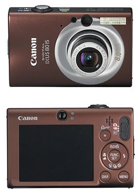 Canon IXUS 80 Choc front and back Pictures, Images and Photos