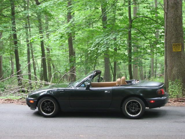 Miata in the woods