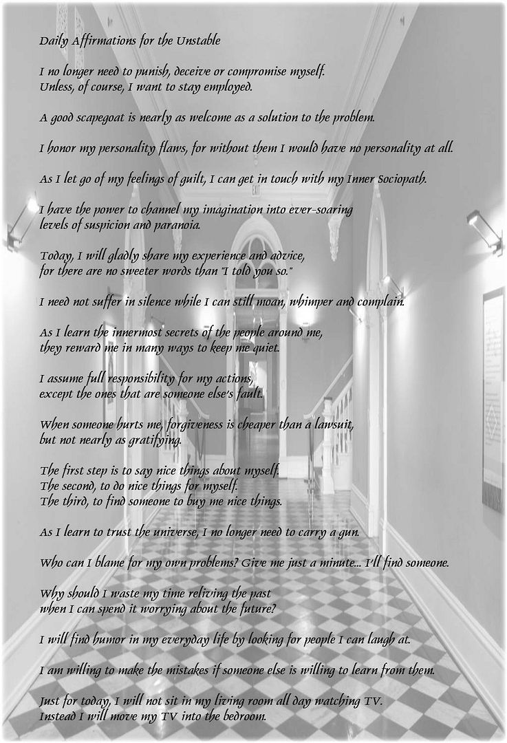 Daily Affirmations for the Unstable (c) Aloha-Rick daily affirmations