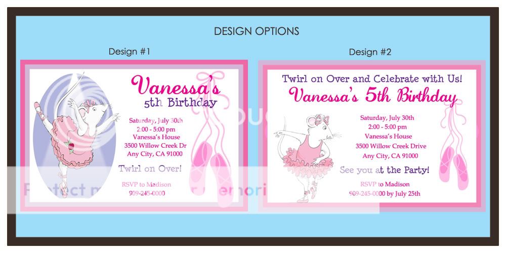 ANGELINA BALLERINA BALLET BIRTHDAY PARTY INVITATIONS  