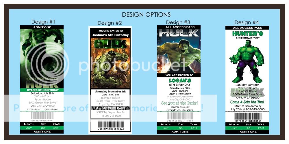 INCREDIBLE HULK BIRTHDAY PARTY INVITATIONS  