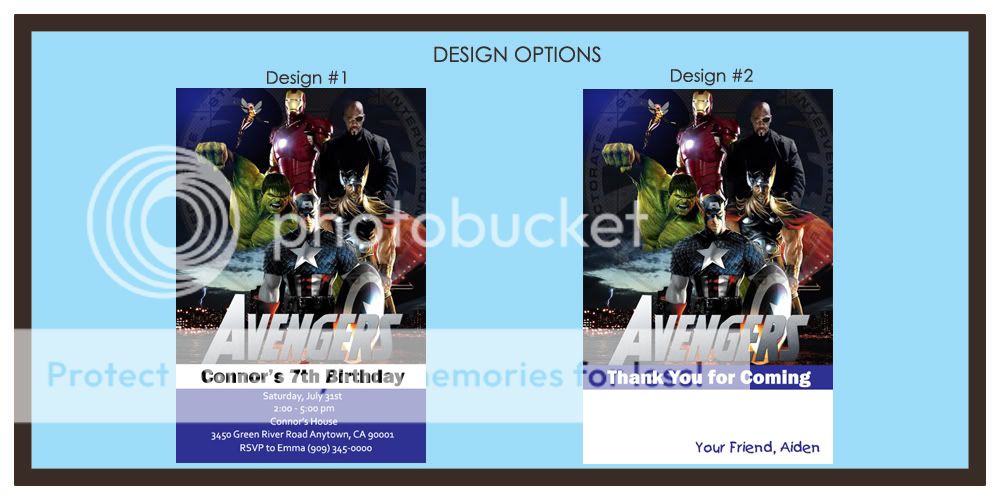 THE AVENGERS INVITATIONS THANK YOU CARDS  