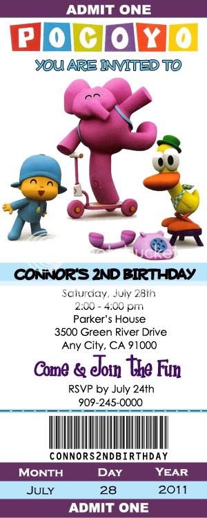 POCOYO BIRTHDAY PARTY INVITATIONS  